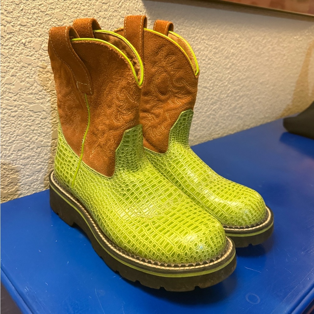 Green and Brown Cowboy Boots